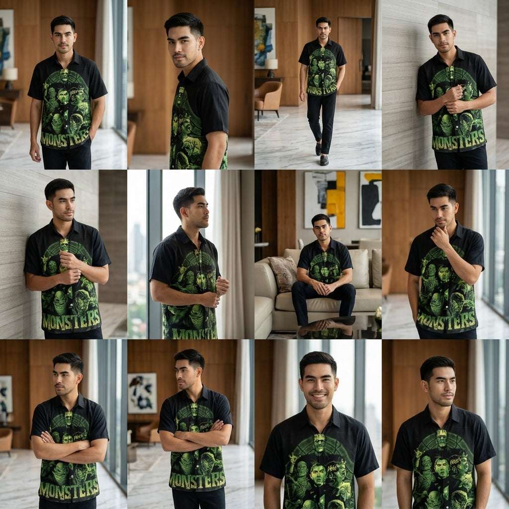 The Timeless Icon Edition Premium Men's Retro Character Graphic Shirt - High-Definition Vintage Animation Art Couples' Matching Halloween Style Hawaiian Beach Shirt, Breathable Quick-Dry Urban-Holiday Short-Sleeve Apparel Thai Blessing Co By