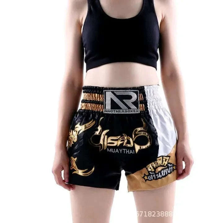 🏮 The Titan Striker: Professional Heavyweight Satin Muay Thai Shorts – Modern High-Performance Combat Trunks, Handcrafted Premium Quality for Adults and Kids