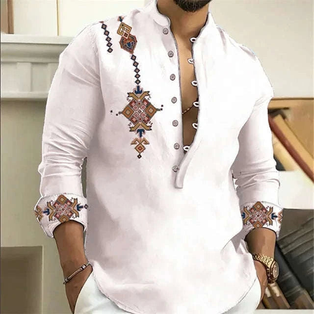 🎨 The Tribal Geometry Edition: Premium Men’s 3D Printed Retro Long-Sleeve Shirt – High-Definition Ethnic Geometric Art, 15 Signature Colorways, Breathable Outdoor Performance Fabric, and Modern Oversized Fit in Sizes XS-6XL YM0026