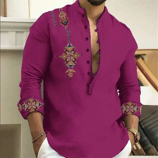 🎨 The Tribal Geometry Edition: Premium Men’s 3D Printed Retro Long-Sleeve Shirt – High-Definition Ethnic Geometric Art, 15 Signature Colorways, Breathable Outdoor Performance Fabric, and Modern Oversized Fit in Sizes XS-6XL YM0034