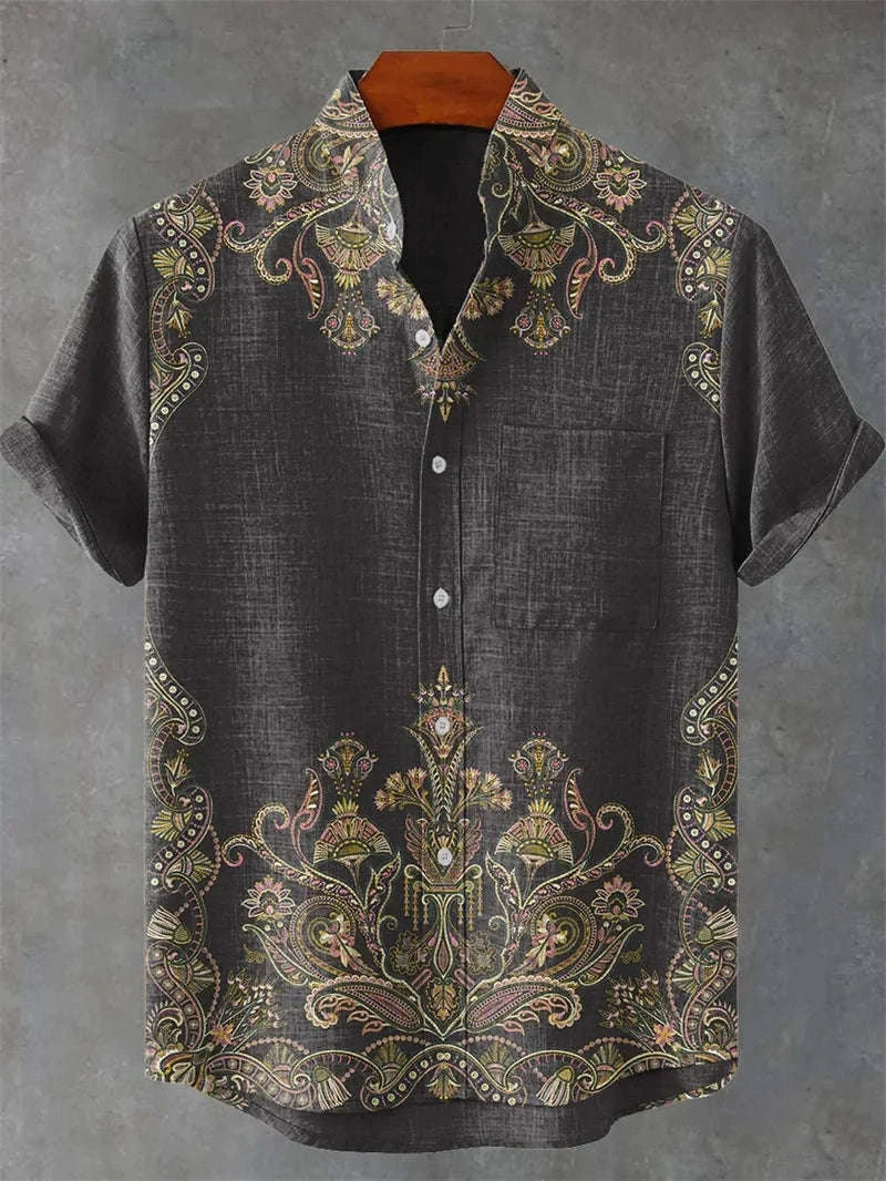🏝️ The Tropical 3D Masterpiece: Men’s Premium Hawaiian Linen Shirt – High-Definition 3D Artistic Print, Short-Sleeve Casual Button-Down with Classic Lapel, and Ultra-Breathable Summer Fabric SFQQQD053