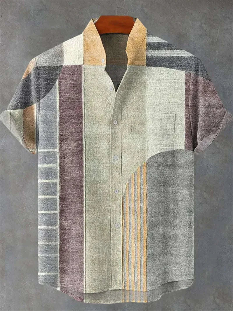 🏝️ The Tropical Horizon 3D Masterpiece: Premium Men's Cotton-Linen Blend Hawaiian Shirt – High-Definition Artistic Print, Breathable Short-Sleeve Button-Up, and Sophisticated Resort Silhouette SFQQQD402