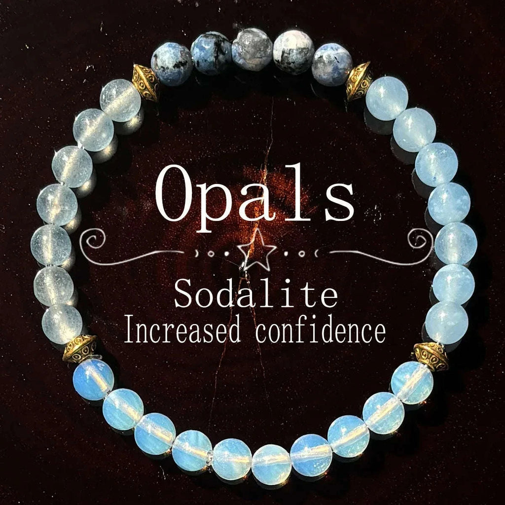 🗣️ The "True Self" Confidence Bracelet: Opal & Sodalite for Courage & Expression (6mm)
