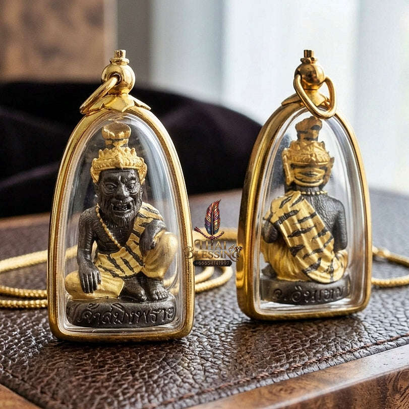 💥 THE TWO-TONE BLACK-GOLD METAL MASTERPIECE OF FEROCIOUS HERMIT SEDUCTION & WEALTH: THE ACHAN INTHEP PU CHAO SAMING PHRAI (BLACK-GOLD EDition)! Thai Blessing Co By RURUECHA
