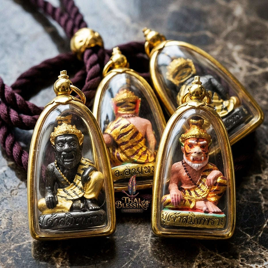 💥 THE TWO-TONE BLACK-GOLD METAL MASTERPIECE OF FEROCIOUS HERMIT SEDUCTION & WEALTH: THE ACHAN INTHEP PU CHAO SAMING PHRAI (BLACK-GOLD EDition)! Thai Blessing Co By RURUECHA
