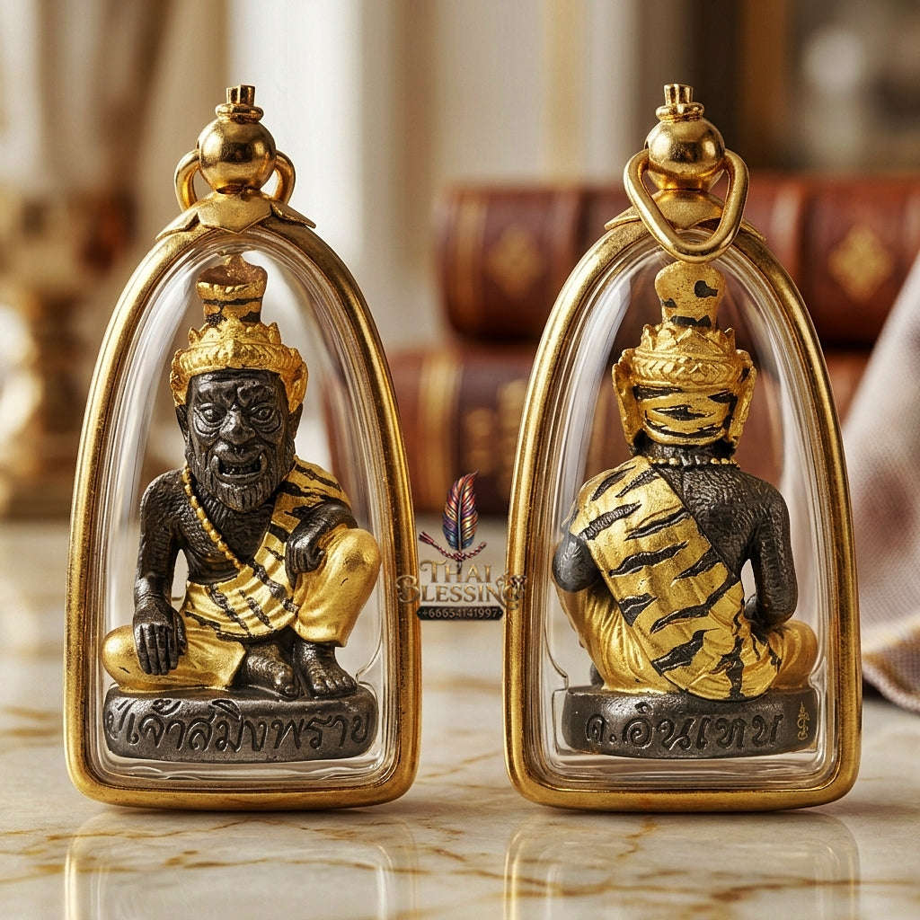 💥 THE TWO-TONE BLACK-GOLD METAL MASTERPIECE OF FEROCIOUS HERMIT SEDUCTION & WEALTH: THE ACHAN INTHEP PU CHAO SAMING PHRAI (BLACK-GOLD EDition)! Thai Blessing Co By RURUECHA