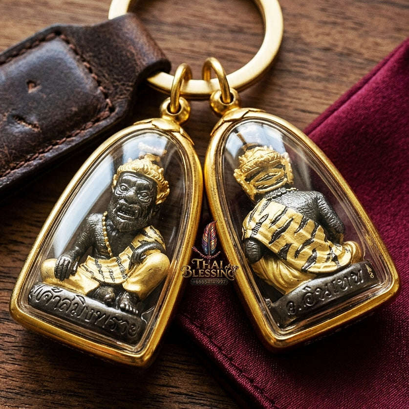 💥 THE TWO-TONE BLACK-GOLD METAL MASTERPIECE OF FEROCIOUS HERMIT SEDUCTION & WEALTH: THE ACHAN INTHEP PU CHAO SAMING PHRAI (BLACK-GOLD EDition)! Thai Blessing Co By RURUECHA