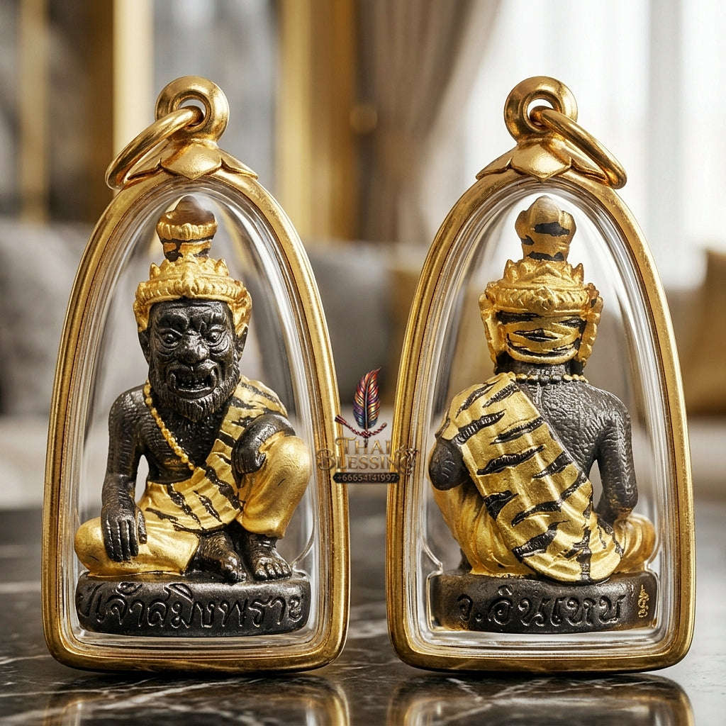 💥 THE TWO-TONE BLACK-GOLD METAL MASTERPIECE OF FEROCIOUS HERMIT SEDUCTION & WEALTH: THE ACHAN INTHEP PU CHAO SAMING PHRAI (BLACK-GOLD EDition)! Thai Blessing Co By RURUECHA