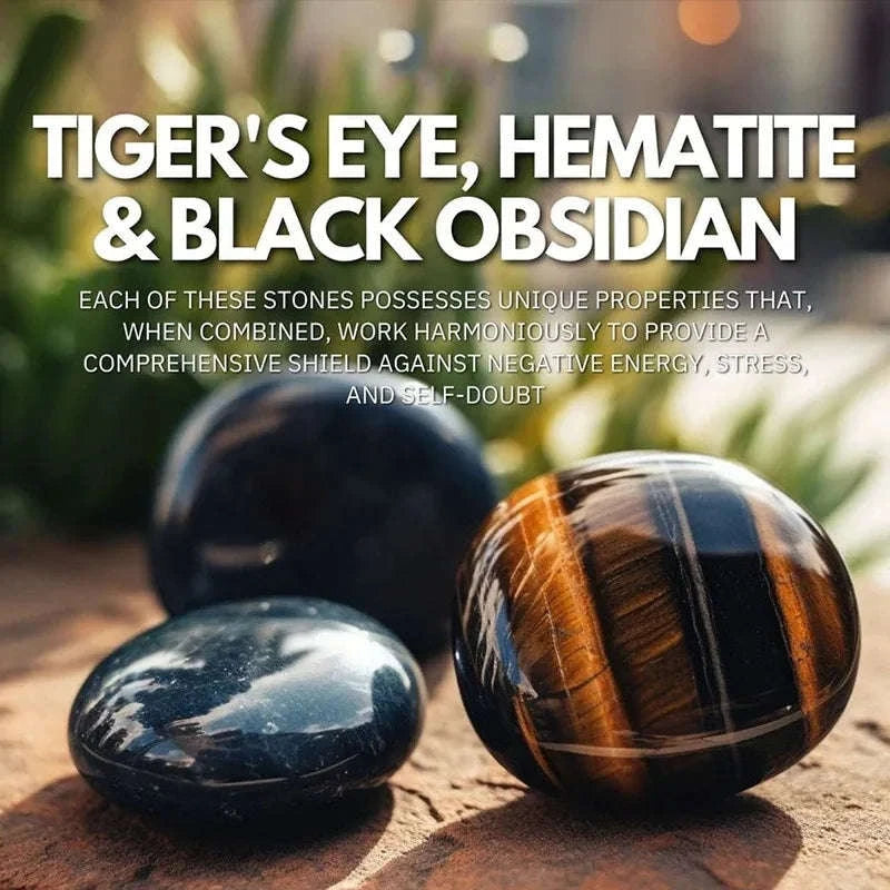 🛡️ The Ultimate Triple Protection Bracelet: Black Tourmaline, Tiger Eye & Hematite for Power & Balance