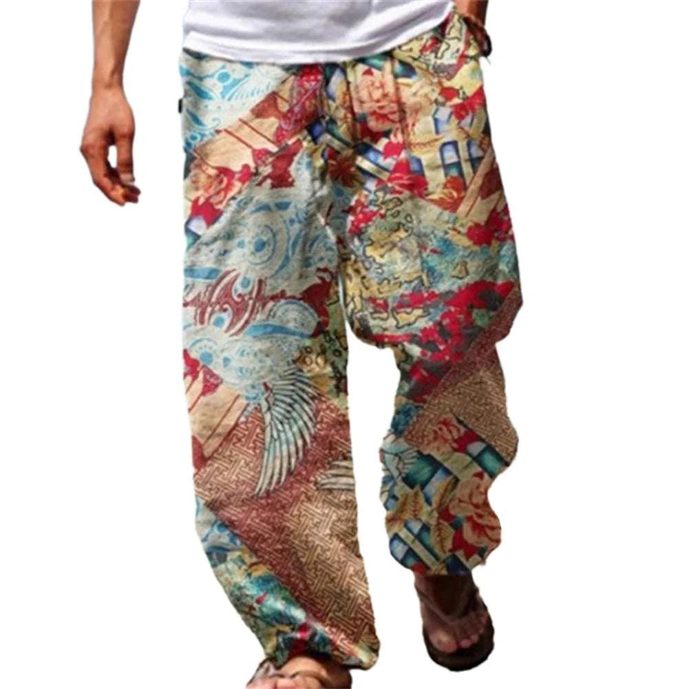 ✨ The Ultimate Zen Harem Mastery Trousers: Premium Men's Wide-Leg Hippy Beach Pants – Baggy Comfort Fit with Elastic High-Tension Waist and Quick-Dry Breathable Fabric