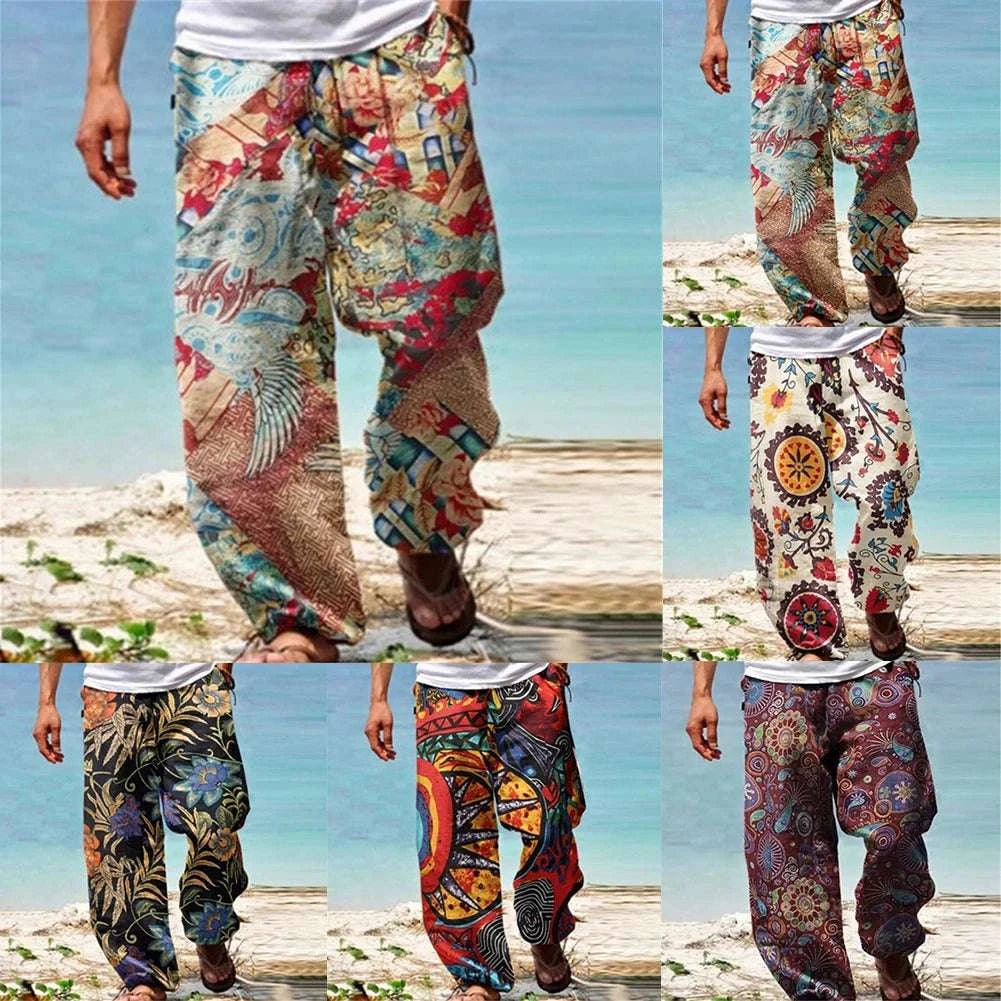 ✨ The Ultimate Zen Harem Mastery Trousers: Premium Men's Wide-Leg Hippy Beach Pants – Baggy Comfort Fit with Elastic High-Tension Waist and Quick-Dry Breathable Fabric