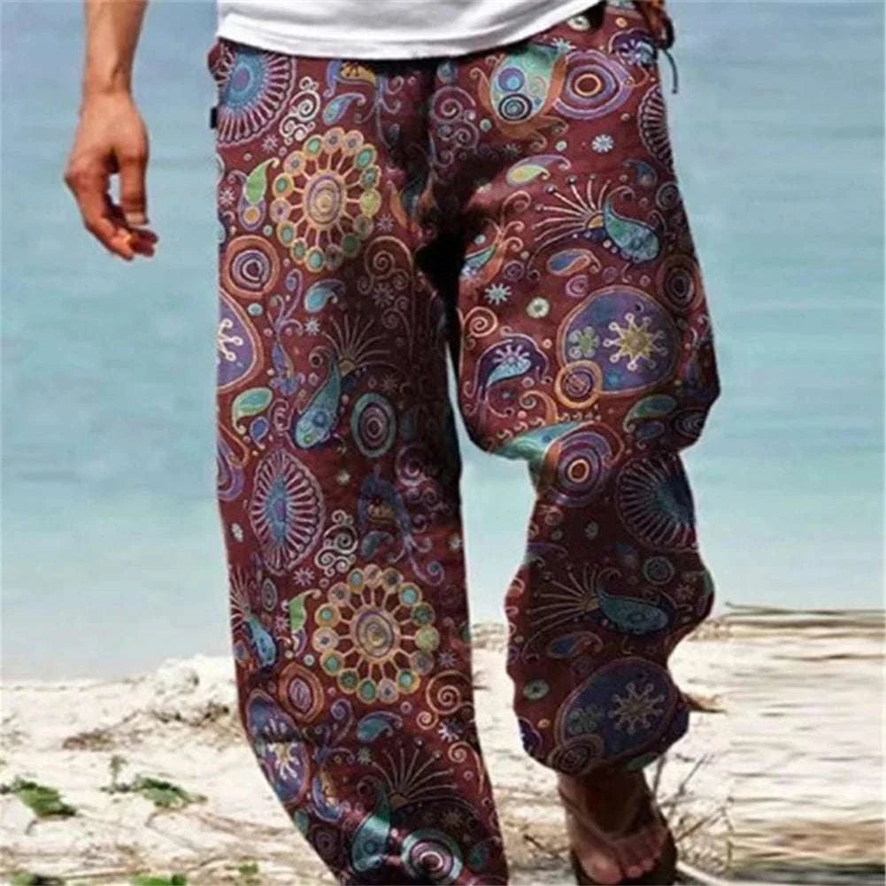 ✨ The Ultimate Zen Harem Mastery Trousers: Premium Men's Wide-Leg Hippy Beach Pants – Baggy Comfort Fit with Elastic High-Tension Waist and Quick-Dry Breathable Fabric Purple