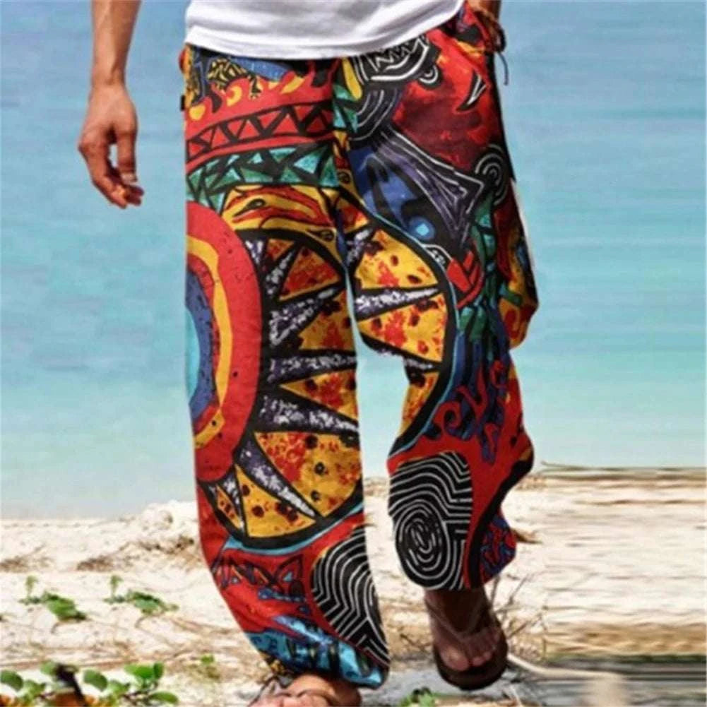 ✨ The Ultimate Zen Harem Mastery Trousers: Premium Men's Wide-Leg Hippy Beach Pants – Baggy Comfort Fit with Elastic High-Tension Waist and Quick-Dry Breathable Fabric Red