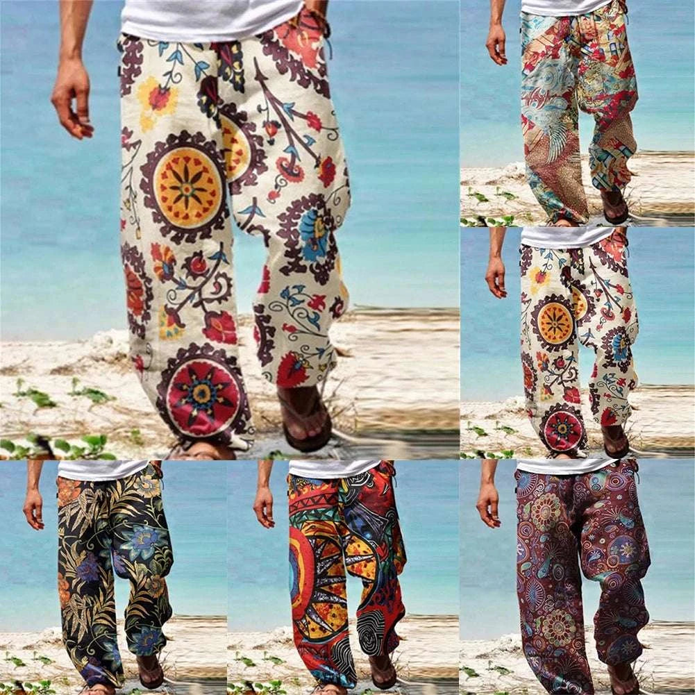✨ The Ultimate Zen Harem Mastery Trousers: Premium Men's Wide-Leg Hippy Beach Pants – Baggy Comfort Fit with Elastic High-Tension Waist and Quick-Dry Breathable Fabric