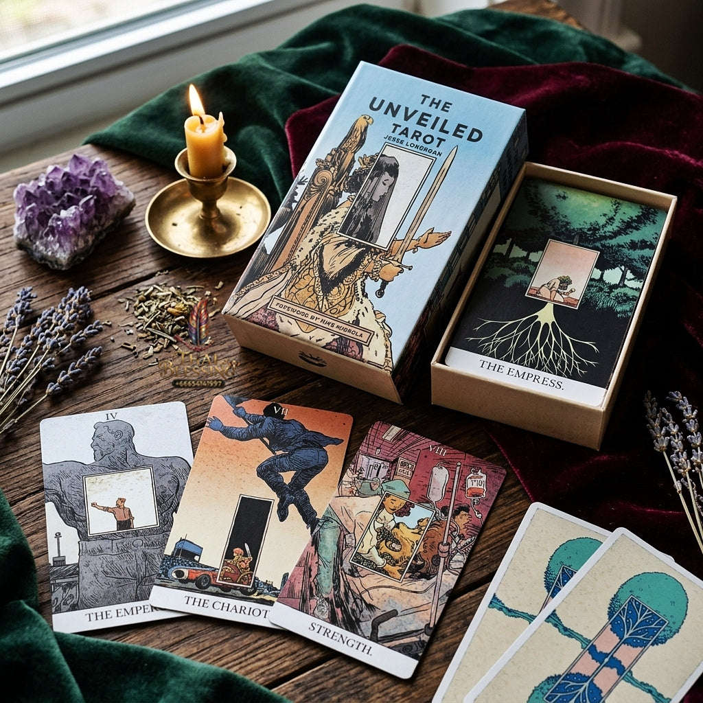 The Unveiled Tarot Deck (80 Pcs Special Edition by Jesse Lonergan) - 12x7cm 350GSM Double-Embossed Cards in Rigid Box for Intuitive Readings & Collectors
