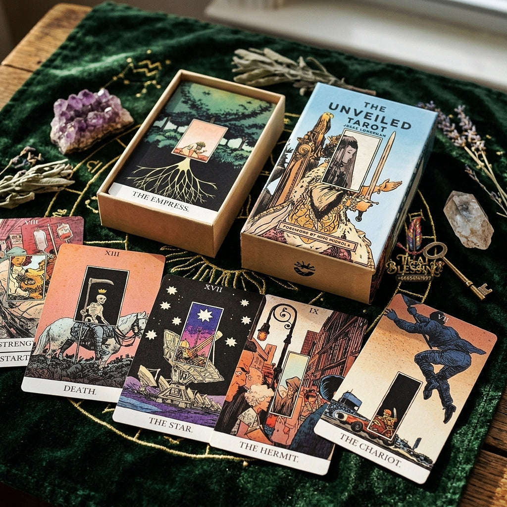 The Unveiled Tarot Deck (80 Pcs Special Edition by Jesse Lonergan) - 12x7cm 350GSM Double-Embossed Cards in Rigid Box for Intuitive Readings & Collectors