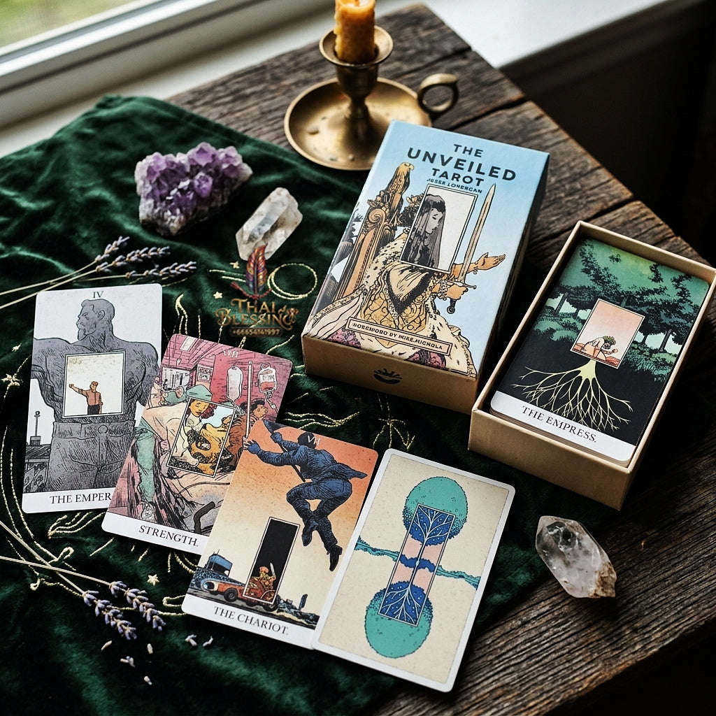 The Unveiled Tarot Deck (80 Pcs Special Edition by Jesse Lonergan) - 12x7cm 350GSM Double-Embossed Cards in Rigid Box for Intuitive Readings & Collectors