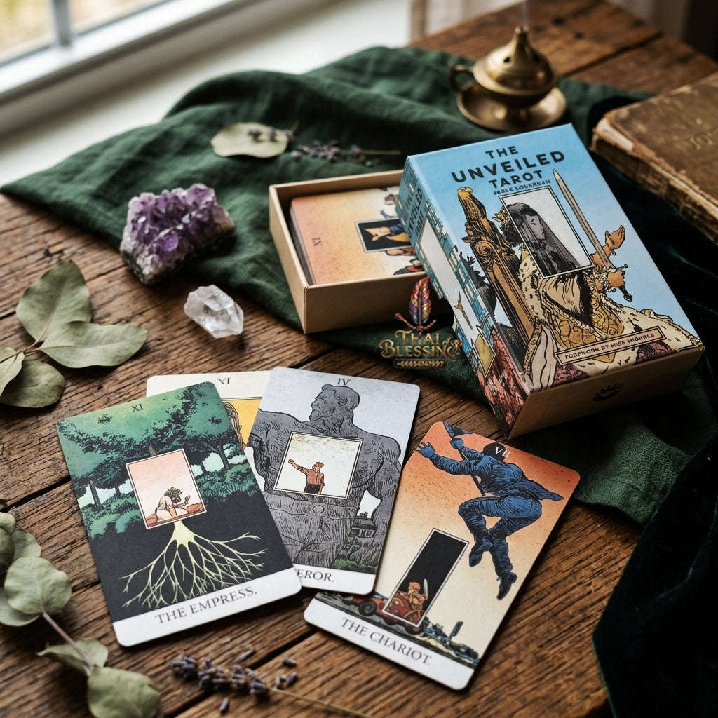 The Unveiled Tarot Deck (80 Pcs Special Edition by Jesse Lonergan) - 12x7cm 350GSM Double-Embossed Cards in Rigid Box for Intuitive Readings & Collectors