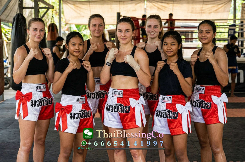🔥 The Victory Bow: Premium Satin Muay Thai & Kickboxing Shorts – Elegant Bow-Tie Design, Multi-Sport Combat Trunks for MMA, Cage Fighting, and Professional Training (Adults & Kids White and red Muay Thai shorts)