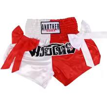 🔥 The Victory Bow: Premium Satin Muay Thai & Kickboxing Shorts – Elegant Bow-Tie Design, Multi-Sport Combat Trunks for MMA, Cage Fighting, and Professional Training (Adults & Kids White and red Muay Thai shorts)
