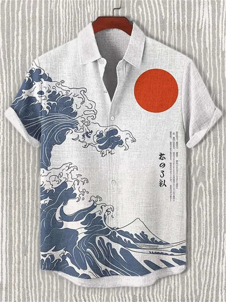 🎞️ The Vintage Essence Heritage Shirt: Premium Men’s Cotton-Linen Casual Top – High-Definition Retro Graphic Print, Breathable Short-Sleeve Button-Down, and Sophisticated Summer Silhouette