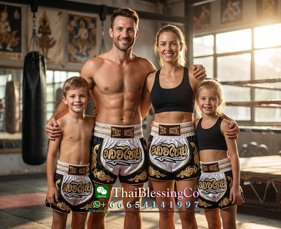 🥊The Warrior’s Glory: Authentic Premium Thai Pattern Muay Thai Shorts – Double-Layered Professional Satin Boxing Trunks, Handcrafted Factory-Direct Export Grade for Adults and Kids (Black and white boxing shorts)