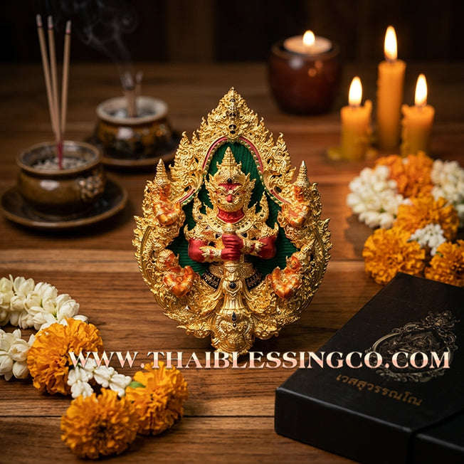 ✨ The "Wessuwanno" Sovereign Gilded Deity: Supreme Cast Buddhist Art — Gold-Plated Bronze with Sacred Longya Enamel — Dual-Consecrated for Infinite Wealth, Absolute Protection, and Royal Command