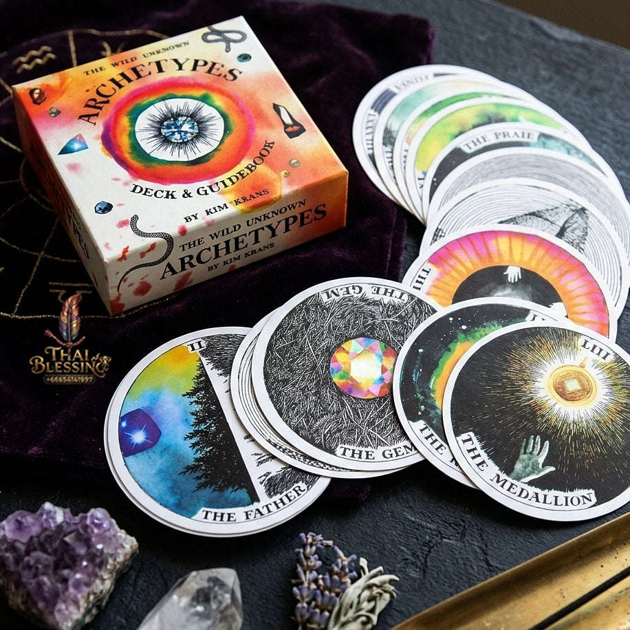 The Wild Unknown Archetypes Deck & Guidebook (Circular Oracle Cards Edition) - Visionary Art by Kim Krans for Intuitive Readings, Self-Discovery & Oracle Collectors Thai Blessing Co By RURUECHA