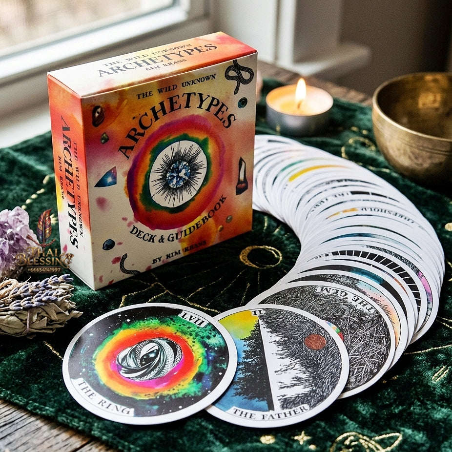 The Wild Unknown Archetypes Deck & Guidebook (Circular Oracle Cards Edition) - Visionary Art by Kim Krans for Intuitive Readings, Self-Discovery & Oracle Collectors Thai Blessing Co By RURUECHA