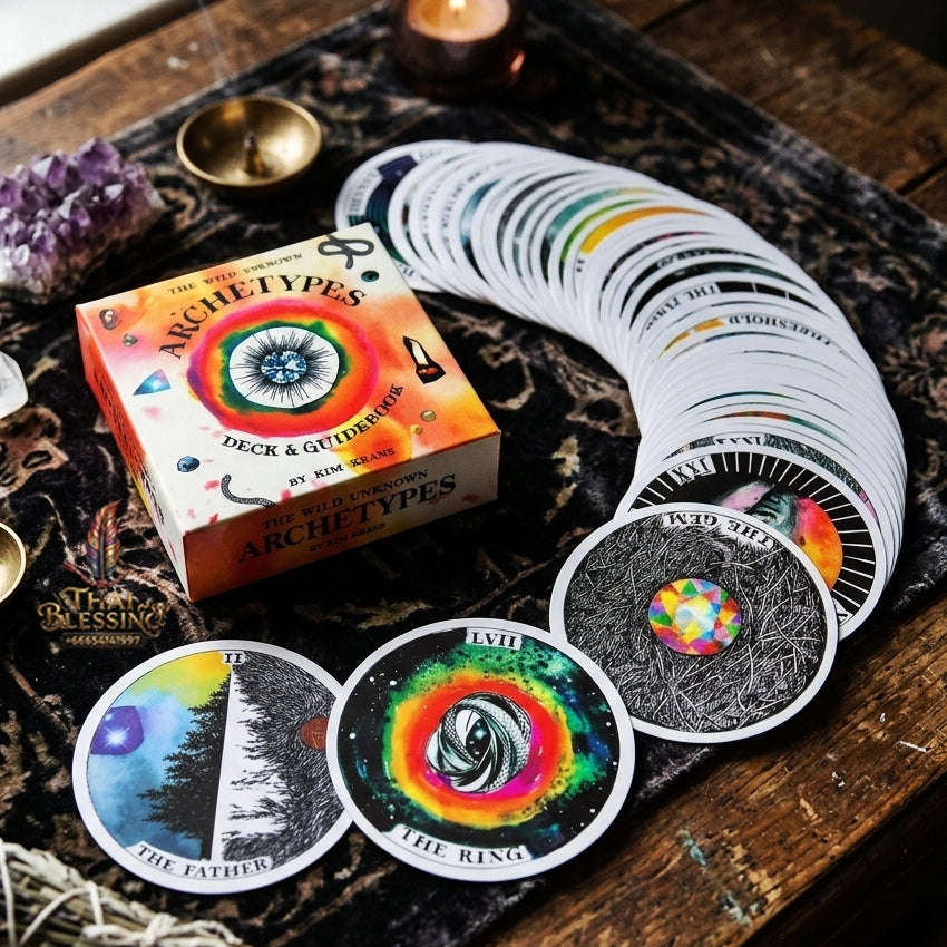 The Wild Unknown Archetypes Deck & Guidebook (Circular Oracle Cards Edition) - Visionary Art by Kim Krans for Intuitive Readings, Self-Discovery & Oracle Collectors Thai Blessing Co By RURUECHA