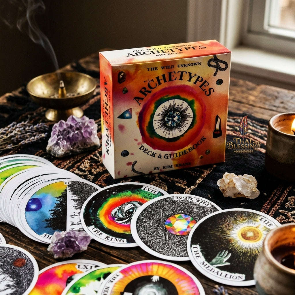 The Wild Unknown Archetypes Deck & Guidebook (Circular Oracle Cards Edition) - Visionary Art by Kim Krans for Intuitive Readings, Self-Discovery & Oracle Collectors Thai Blessing Co By RURUECHA