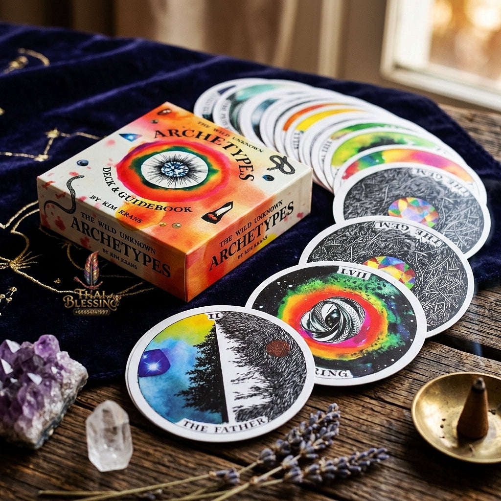The Wild Unknown Archetypes Deck & Guidebook (Circular Oracle Cards Edition) - Visionary Art by Kim Krans for Intuitive Readings, Self-Discovery & Oracle Collectors Thai Blessing Co By RURUECHA