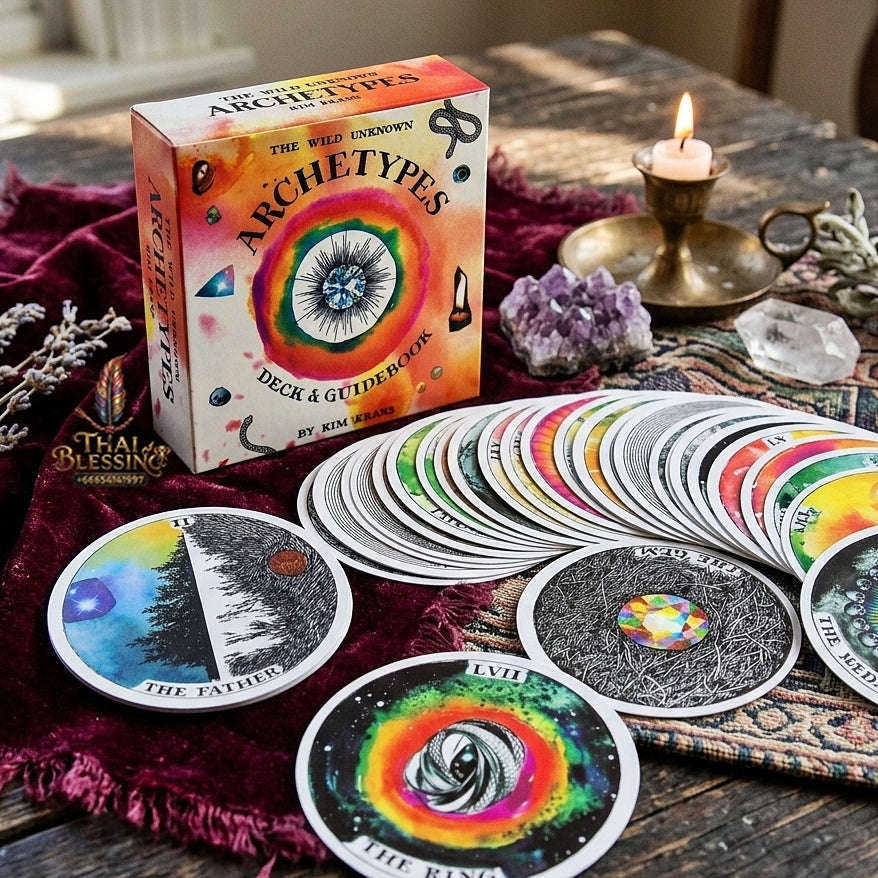 The Wild Unknown Archetypes Deck & Guidebook (Circular Oracle Cards Edition) - Visionary Art by Kim Krans for Intuitive Readings, Self-Discovery & Oracle Collectors Thai Blessing Co By RURUECHA