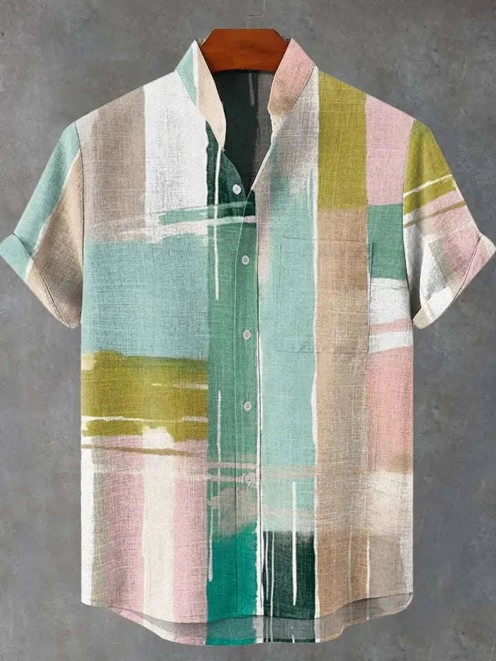 ⛩️ The Zen-Art Heritage Edition: Premium Men’s Japanese Retro Linen Shirt – High-Definition Artistic Graphic Print, Breathable Organic Cotton-Linen Blend, and Sophisticated Luxury Button-Down