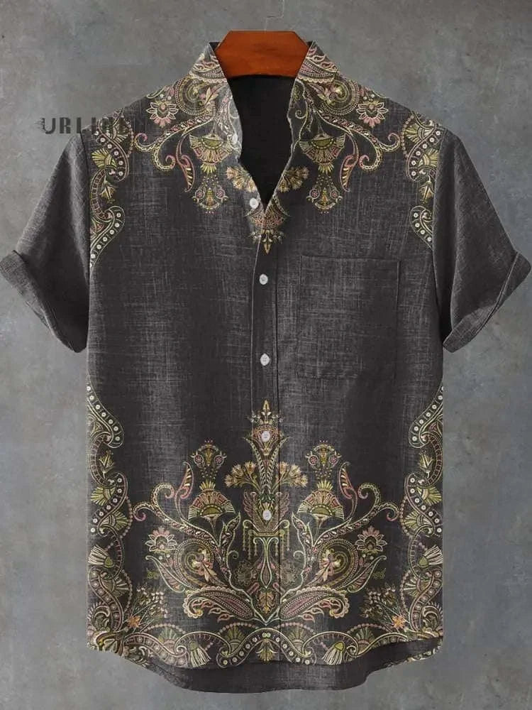 ⛩️ The Zen-Art Heritage Edition: Premium Men’s Japanese Retro Linen Shirt – High-Definition Artistic Graphic Print, Breathable Organic Cotton-Linen Blend, and Sophisticated Luxury Button-Down SFQQQD2332