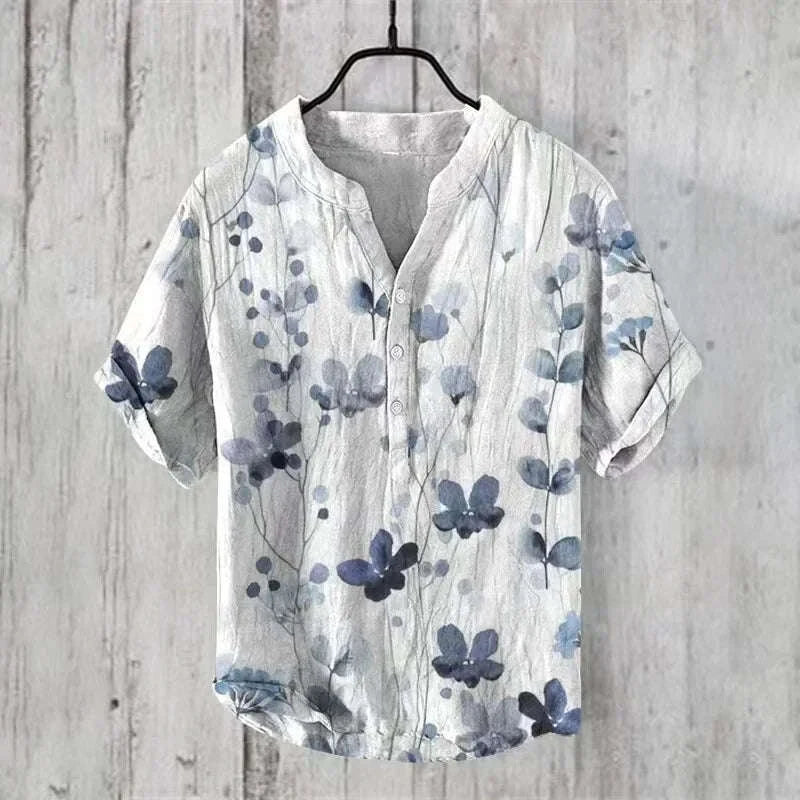 ⛩️ The Zen Crane Heritage: Premium Men’s 100% Pure Organic Linen Shirt – High-Definition Oriental Landscape Art Print, Sophisticated V-Neck Cut, and Plus Size (Up to 6XL) Luxury Casual Button-Down