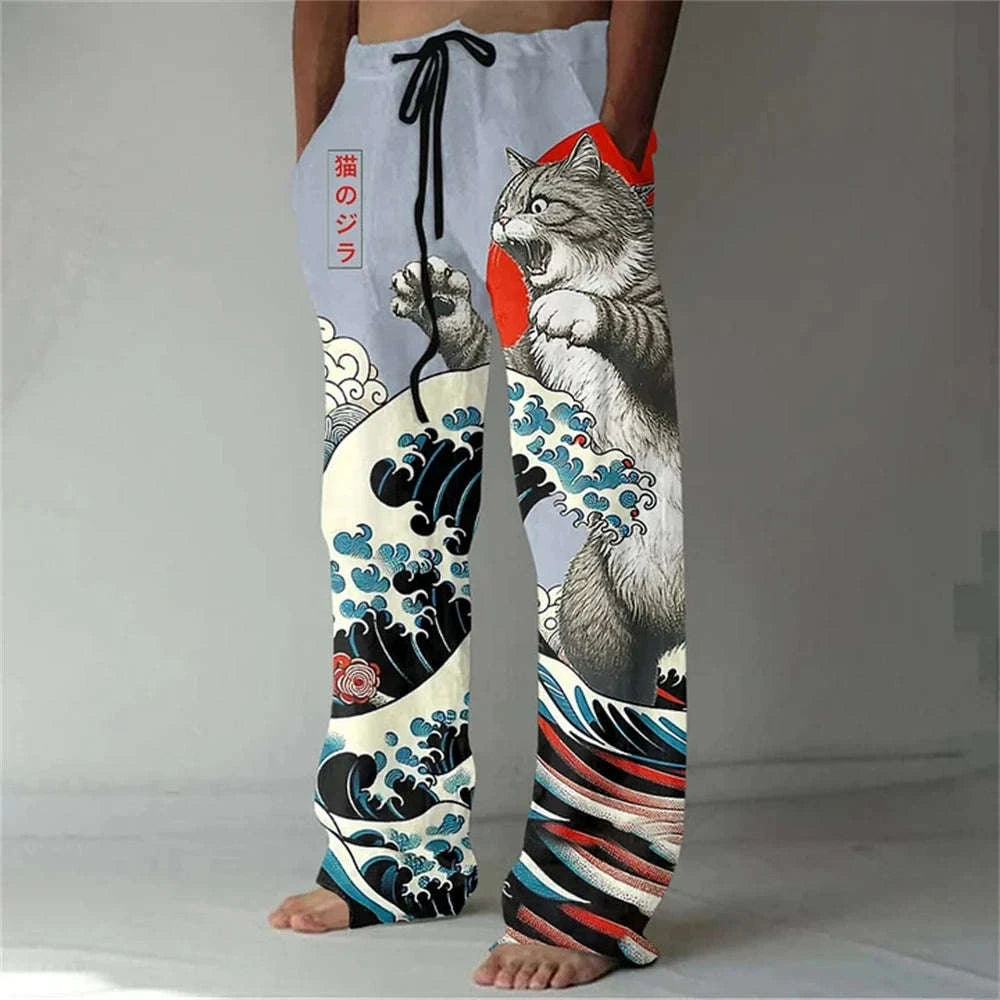 ✨ The Zen Master 3D Bamboo-Infused Linen-Blend Trousers: Premium Men's Casual Loose-Fit Joggers with Hyper-Realistic Nature Prints, Adjustable Drawstring, and Multi-Functional Utility Pockets