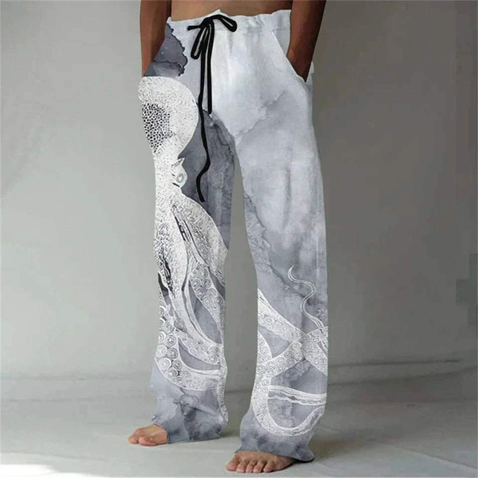 ✨ The Zen Master 3D Bamboo-Infused Linen-Blend Trousers: Premium Men's Casual Loose-Fit Joggers with Hyper-Realistic Nature Prints, Adjustable Drawstring, and Multi-Functional Utility Pockets