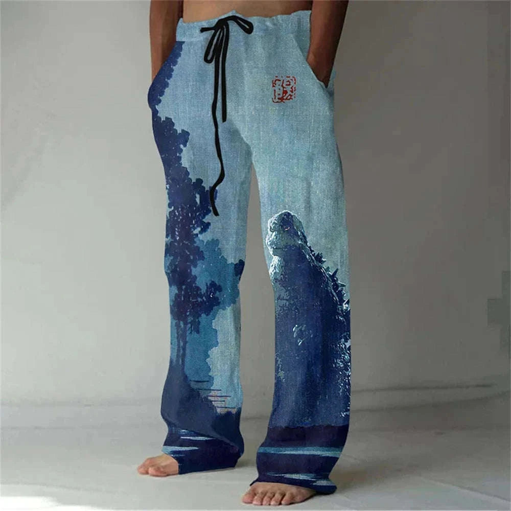 ✨ The Zen Master 3D Bamboo-Infused Linen-Blend Trousers: Premium Men's Casual Loose-Fit Joggers with Hyper-Realistic Nature Prints, Adjustable Drawstring, and Multi-Functional Utility Pockets