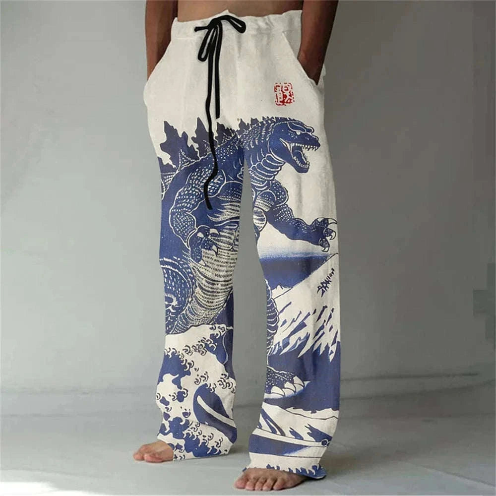 ✨ The Zen Master 3D Bamboo-Infused Linen-Blend Trousers: Premium Men's Casual Loose-Fit Joggers with Hyper-Realistic Nature Prints, Adjustable Drawstring, and Multi-Functional Utility Pockets