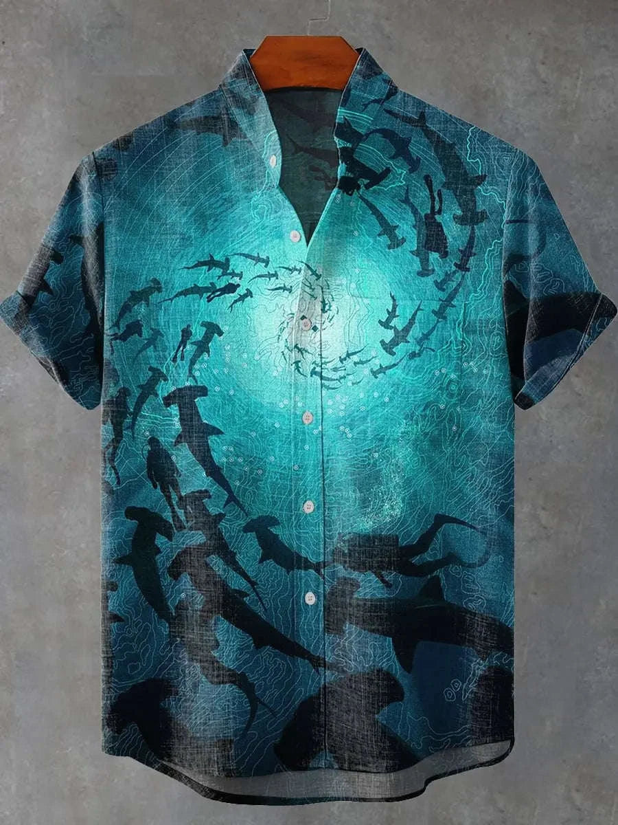 🌊 The Zen Wave Heritage: Premium Men’s 3D Printed Linen Shirt – High-Definition Retro Japanese Wave Graphic, 100% Breathable Organic Linen-Hybrid, and Sophisticated Hawaiian Beach Holiday Short-Sleeve MK265