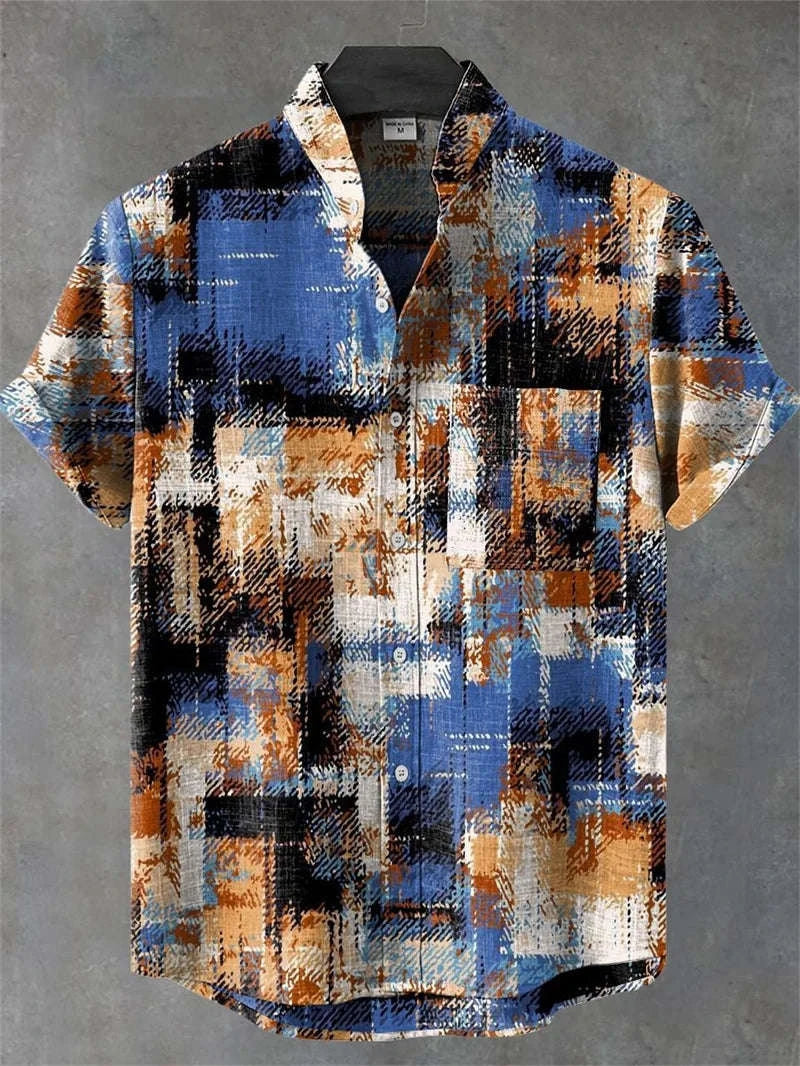🌊 The Zen-Wave Symmetry Edition: Premium Men’s 3D Graphic Linen Shirt – High-Definition Symmetrical Wave Print, Breathable Organic Cotton-Linen Blend, and Sophisticated Modern-Fit Summer Button-Down FS245