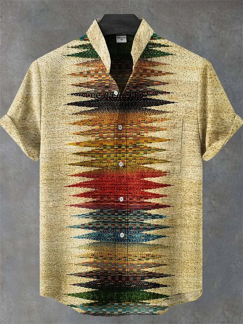 🌊 The Zen-Wave Symmetry Edition: Premium Men’s 3D Graphic Linen Shirt – High-Definition Symmetrical Wave Print, Breathable Organic Cotton-Linen Blend, and Sophisticated Modern-Fit Summer Button-Down FS2412