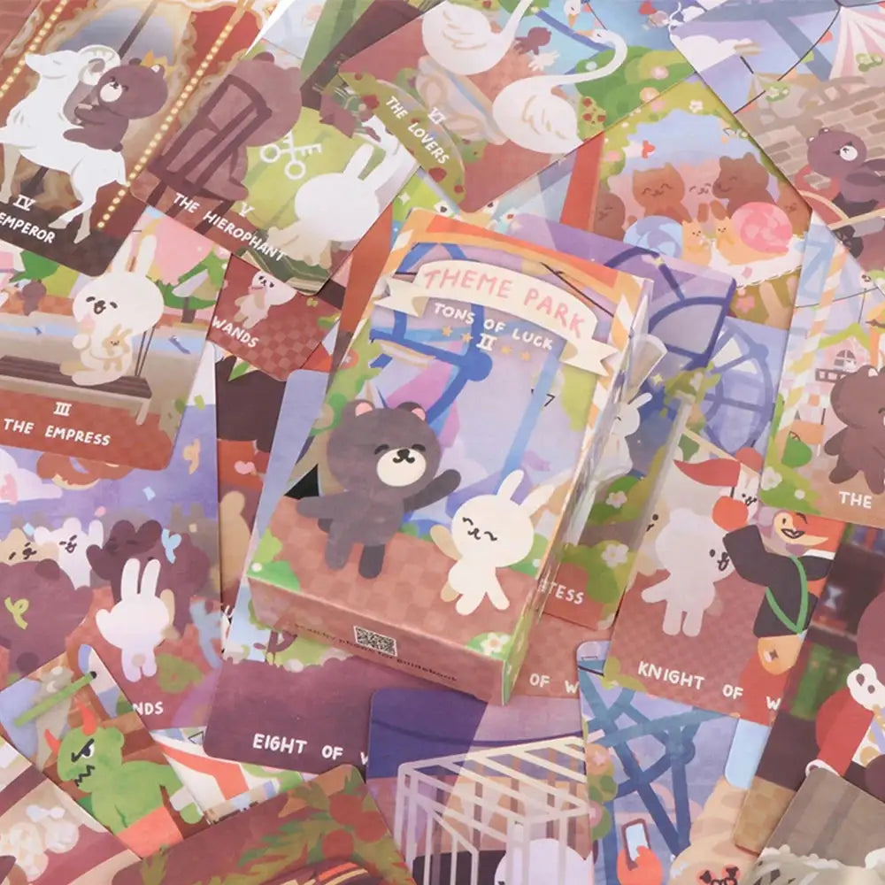 🎡Theme Park Tarot Card Prophecy Deck – Family Party Board Game for Divination, Fate, and Fortune Telling