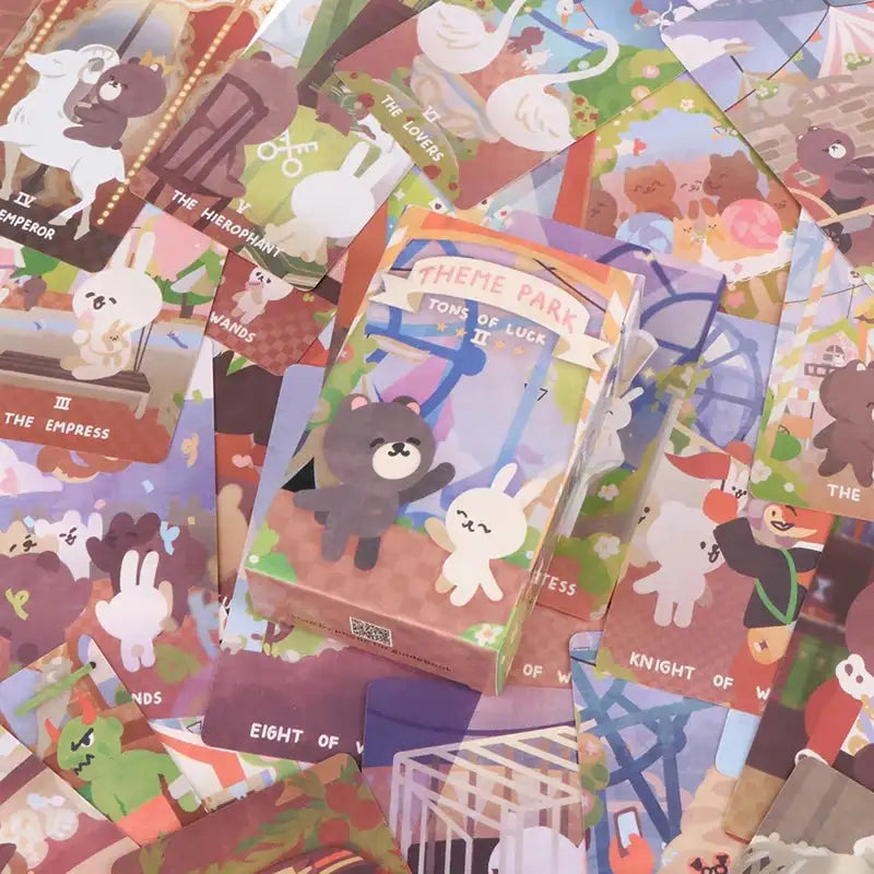 🎡Theme Park Tarot Card Prophecy Deck – Family Party Board Game for Divination, Fate, and Fortune Telling