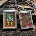 Authentic Thai Butterfly King Amulet "Thep Chamlaeng Pamorn Emerald Green Hand-Painted Divine Butterfly Pendant in Silver Frame" Consecrated by Khru Ba Krissana, Asom Sathan Suan Phut Sat B.E. 2556 (2013)