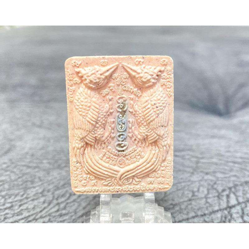 Thep Sarika Sitthichok Charm - Phor Than Nuan, Wat Saihra | Ultimate Attraction, Prosperity & Charm Amulet Pink with embedded amulet