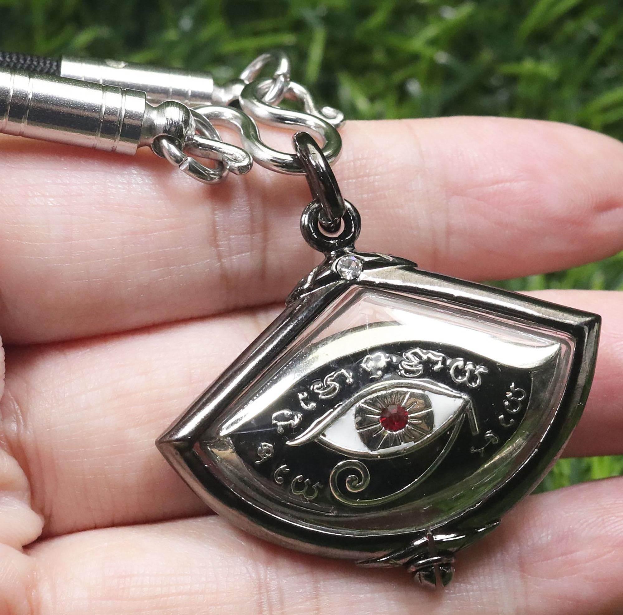 Thai Third Eye Amulet for Spiritual Insight and Protection White gold