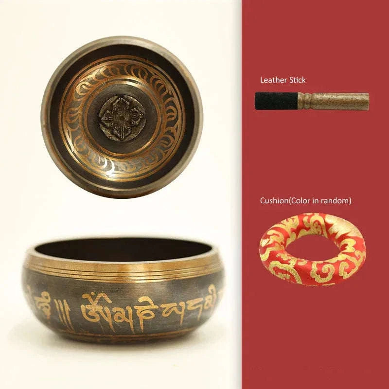 🔔 Tibetan Singing Bowl Set Sound Bowls Meditation Nepal Music Bowl Buddhism for Meditation Yoga Stress Relief Tibet Copper Bowl With Cushion