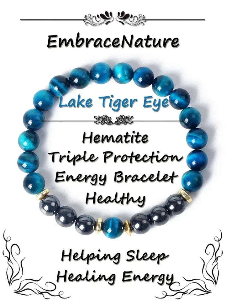 ✨ Tiger Eye & Hematite Beaded Bracelet – Courage, Protection & Grounding Energy – Natural Stone Healing Jewelry for Strength & Balance